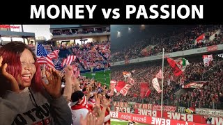 Football fans and atmosphere USA vs Europe Reaction [upl. by Ewall]