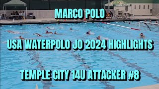 Marco Polo TC 14U Boy 8 USA Water Polo Junior Olympics 2024 Highlights [upl. by Dorren444]