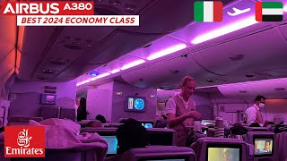 BEST 2024 ECONOMY CLASS Emirates A380 Trip Report from Milan to Dubai [upl. by Marco]