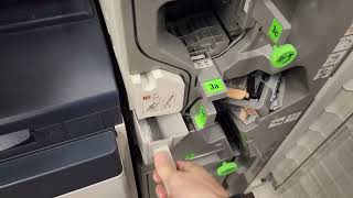 How to Empty the Hole Punch Waste Container in Xerox Booklet Finisher [upl. by Waverly569]