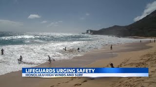 Extreme winds create safety risks at Oahu beaches [upl. by Lleunamme]