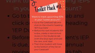 Toolkit Hack 11  Track upcoming IEPs [upl. by Ahseiym]