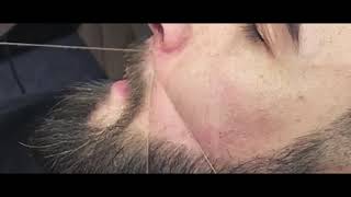 Threading beard line Pensat barba cu ata [upl. by Yelrehs]