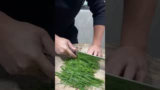 How to cut garlic leaves amp Vegetables Cutting Activity tricks [upl. by Arutak329]