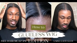 Glueless Wig Install  ISee Hair MCap 9x6 using Lace Glue [upl. by Meeki206]