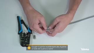 Comment monter un connecteur RJ45 mâle sur un câble de données blindé à laide dune pince à sertir [upl. by Jensen]