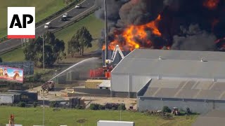 Chemical explosion sparks large fire at a factory in Melbourne [upl. by Areis943]