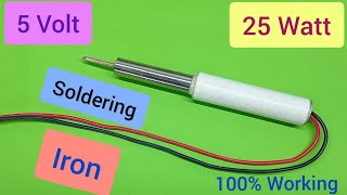 How to make 5V 25W soldering iron at homeAamar Techamazing diy easy project ideaUSB solder iron [upl. by Calysta]