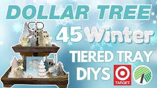 45 WINTER Tiered Tray DIYS amp Finds Dollar Tree DIY Ideas for a Winter Wonderland 2023 [upl. by Prosser260]