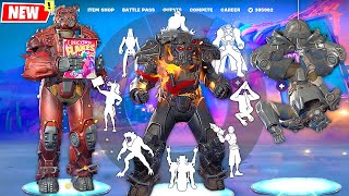 Fortnite Fallout T60 POWER ARMOR doing ALL Built In Emotes and Funny Dances シ [upl. by Theo]