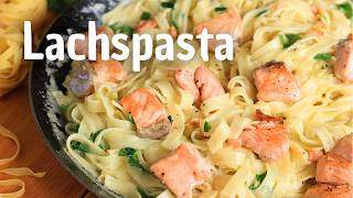 Cremige Lachs Pasta mit Sahne Sauce Rezept  Einfach Selber Kochen [upl. by Dammahom]