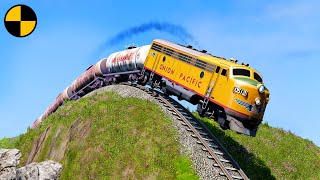 Trains vs Steep Slope 😱 BeamNGDrive [upl. by Esmond]