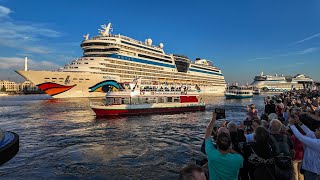 Port Party in Warnemünde  Auslaufen „AIDAmar“ und „AIDAdiva“ [upl. by Tdnarb]