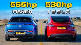 530hp Model Y Performance v 565hp Fisker DRAG RACE [upl. by Jordain]