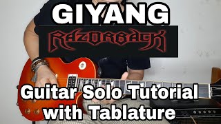 Razorback  GIYANG  Guitar Solo Tutorial with Tablature step by step slow to normal beat [upl. by Tlaw]