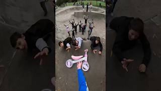 they all fell for it😭 scooter skatepark funny fail comedy skate bike spanner [upl. by Trula854]