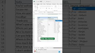 Translate function in excel exceltips [upl. by Amimej]