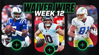 Top Waiver Wire Pickups for Week 12 Fantasy Football [upl. by Oiziruam]