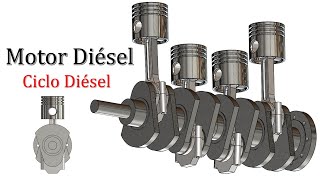 Motor Diésel  Funcionamiento Ciclo Diésel 4 tiempos [upl. by Anifesoj]