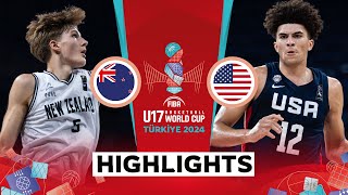 SemiFinals New Zealand 🇳🇿 vs USA 🇺🇸  Highlights  FIBA U17 Basketball World Cup 2024 [upl. by Aihsekal]