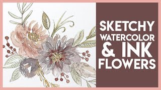 Ink amp Watercolour Flower Tutorial  Autumn Inspired Easy Beginner Painting [upl. by Doreen]