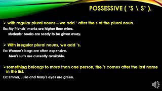 Possessive s amp ed \ ing adjectives \\\\ الملكية s و ed \ ing الصفات المنتهية ب [upl. by Zoe650]