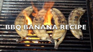 BBQ BANANAS DESERT RECIPE  GregsKitchen [upl. by Atnuahs]