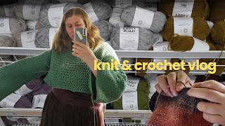 knit amp crochet with me vlog 🍂 yarn shopping raglan sweater novice slipover [upl. by Ailongam755]