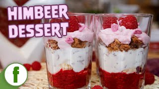 Süßes Himbeerdessert mit Bananen Joghurt und Quark zum Valentinstag [upl. by Dilly]