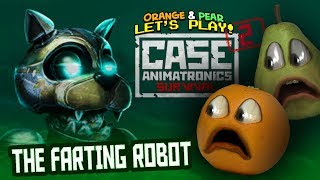 Annoying Orange and Pear Play  CASE ANIMATRONICS 2 FARTING ROBOTS [upl. by Gebler746]