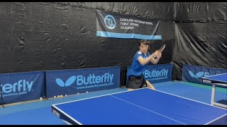 Butterfly Training Tips with Jiangshan Guo  Forehand Loop and Footwork [upl. by Aicelet279]