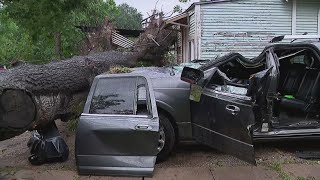 Deadly Houston Texas storms Mother of 4 killed when tree falls on her car [upl. by Ethelda73]