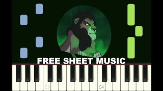 BE PREPARED from THE LION KING Disney Piano Tutorial with FREE Sheet Music pdf [upl. by Dallon266]