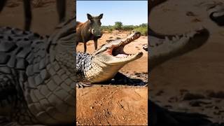 Epic Wildlife Moment warthog Locks Eyes with Crocodile [upl. by Sparrow]