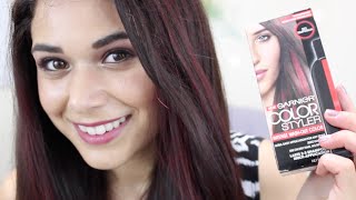 Asymmetrical Red Streaks Hair Tutorial w Garnier Color Styler [upl. by Juieta]