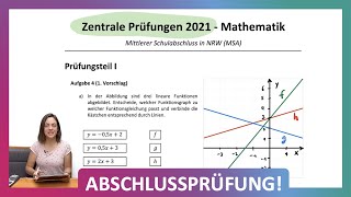 ZP 10 NRW Mathe 2021  Mittlerer Schulabschluss Realschule MSA  Teil 1 A4  Funktionen zuordnen [upl. by Namilus167]