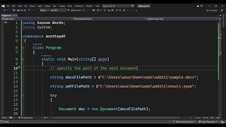 C NET Project to Export Word DOCX File to PDF Using Aspose File API Library [upl. by Yror]