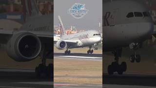 Boeing 7879 🇶🇦 QATAR landing at Lisbon Airport [upl. by Satsok225]