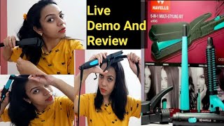 Havells 5 in 1 multi styling kit honest and live Demo and Review  straightener curler and crimper [upl. by Hanforrd]