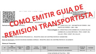 COMO EMITIR GUIA DE REMISION TRANSPORTISTA [upl. by Arrec]