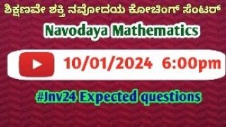 jnv24 Navodaya  Mathematics  Expected Questions [upl. by Harlene594]