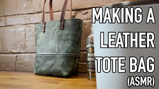 Making a Leather Tote Bag  ASMR [upl. by Obmar]