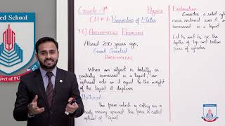 Class 9  Physics  Chapter 7  Lecture 6  76 Archimedes Principle  Allied Schools [upl. by Darton]