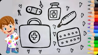 drawing and coloring First Aid Kit Toys For Children  Ara Plays Art art drawing artkidie [upl. by Chiou]