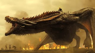 DROGON VS LANNISTERS ARMY GAME OF THRONESDAENERYS SLAUGHTERS THE LANNISTERSDrogon fight scene [upl. by Nellak]