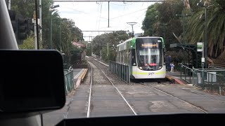 Drivers View Tram 96 Spring St to St Kilda Beach Melbourne [upl. by Nur]