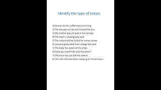 Identify the tense  Exercise on Tense  tense englishgrammar spokenenglish shortsfeed shorts [upl. by Suirtimid149]