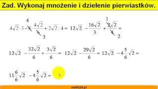 Proste działania na pierwiastkach  Pierwiastkowanie  Matfiz24pl [upl. by Sucirdor]