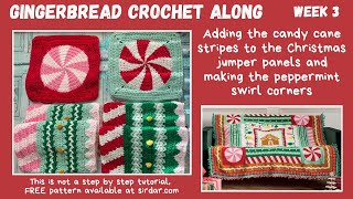 Christmas Gingerbread Crochet Along  progress of week 3 Christmas Afghan CAL stripes peppermints [upl. by Samtsirhc]