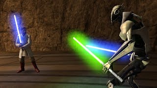 General Grievous vs ObiWan Kenobi  Star Wars Jedi Knight Jedi Academy NPC Battle [upl. by Leina]